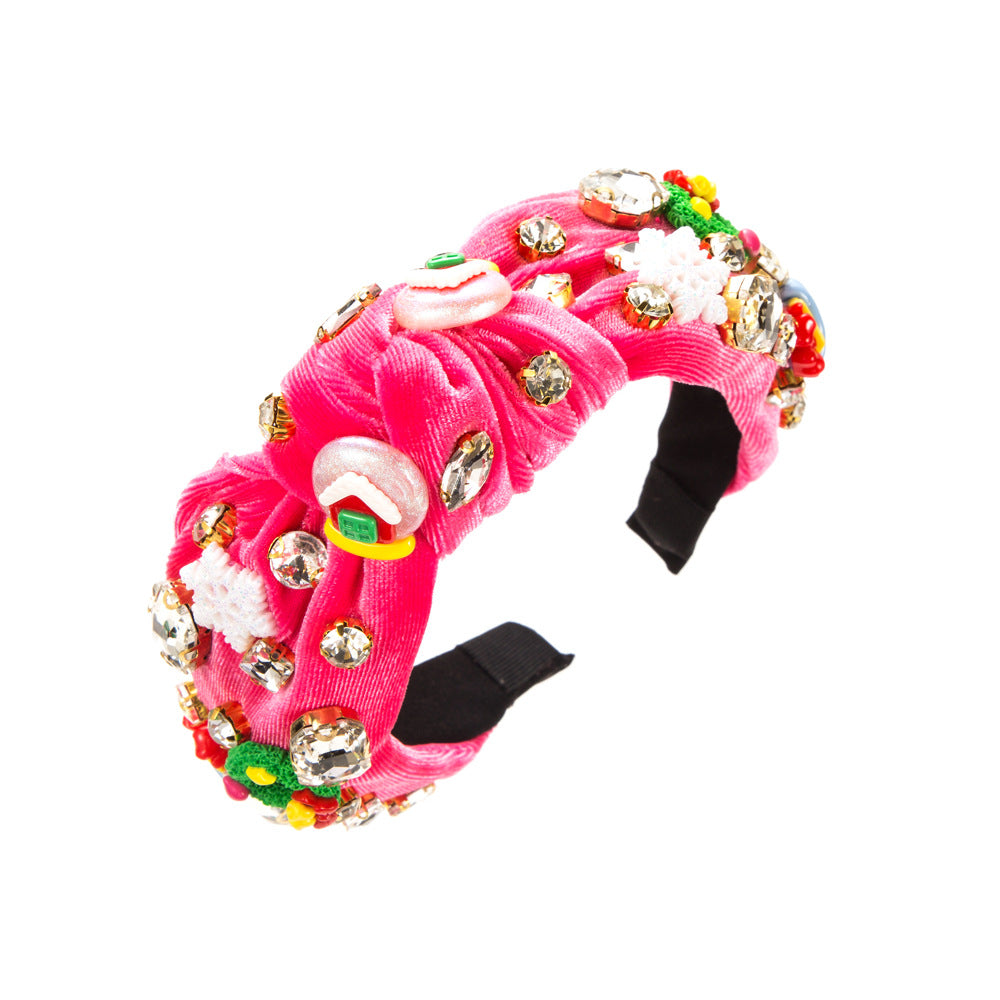 Wholesale Christmas Velvet Santa Tree Santa Claus Snowflake Headband